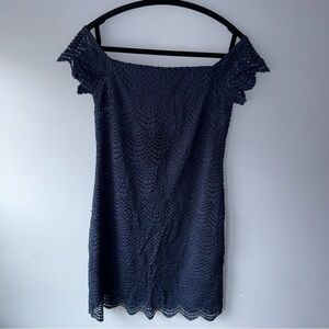 Lilly Pulitzer Navy Lace Off-Shoulder Mini Dress